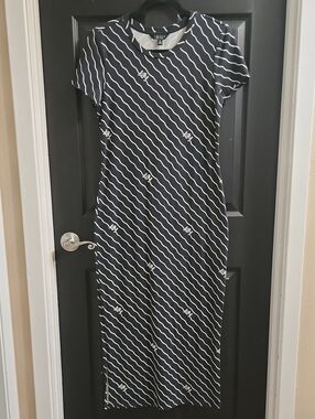 Lauren Ralph Lauren Black and White Wave-Stripe Maxi Dress